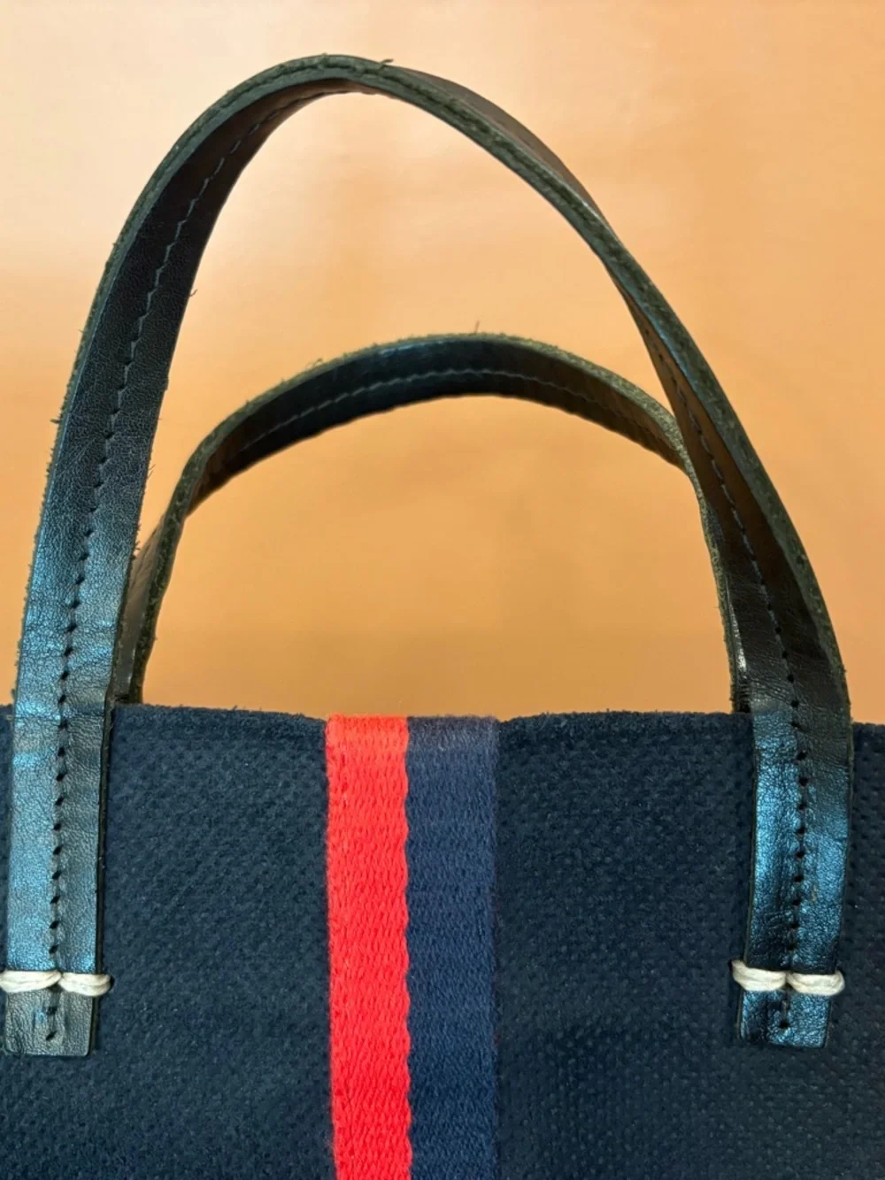 Clare V. Simple Perforated Tote Bag in Navy Purse - Picture 8 of 10